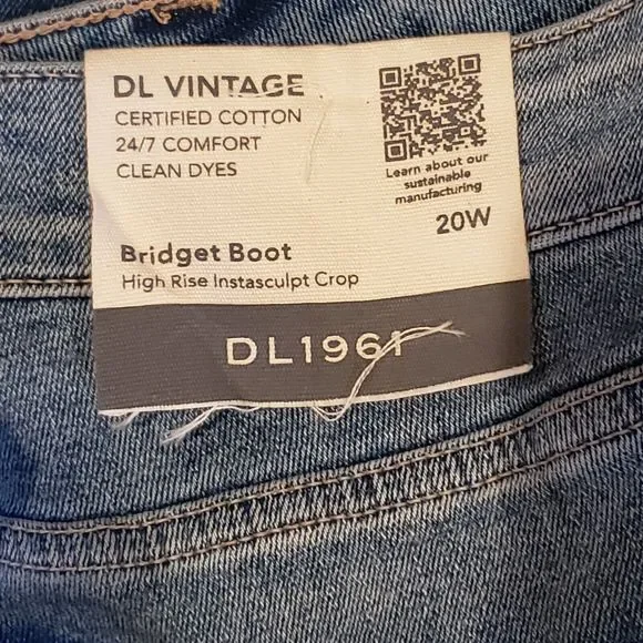 DL1961 Women Bridget Dark Sea View Boot Cut High Rise Instasculpt Crop Jeans 20W